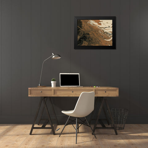 Dark Flow IV Black Modern Wood Framed Art Print by Moore, Regina