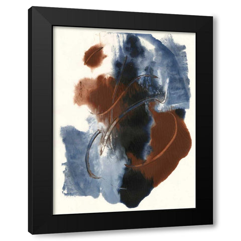 Denim and Rust II Black Modern Wood Framed Art Print with Double Matting by Combs, Joyce