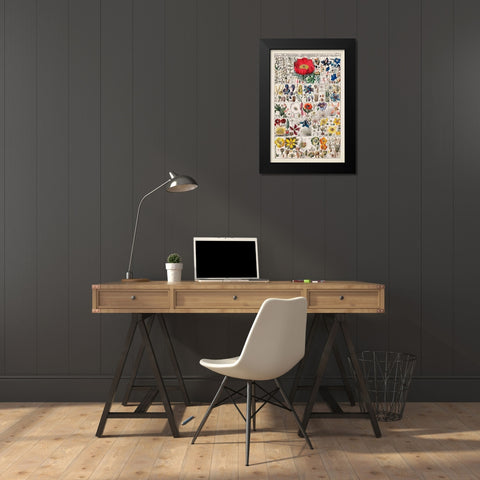 Floral Chart Black Modern Wood Framed Art Print by Vision Studio