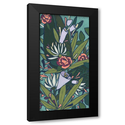 Lush Tropic Panel I Black Modern Wood Framed Art Print by Vess, June Erica