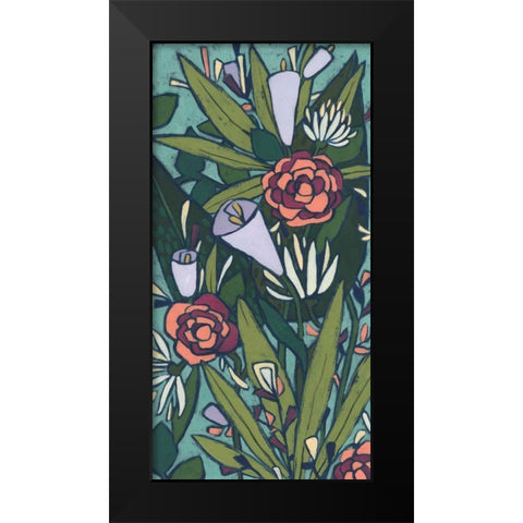 Lush Tropic Panel II Black Modern Wood Framed Art Print by Vess, June Erica