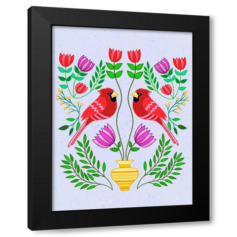 Folk Bird I Black Modern Wood Framed Art Print by Moore, Regina
