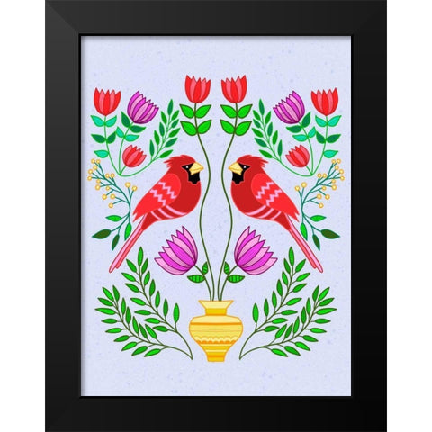Folk Bird I Black Modern Wood Framed Art Print by Moore, Regina