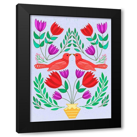 Folk Bird III Black Modern Wood Framed Art Print by Moore, Regina