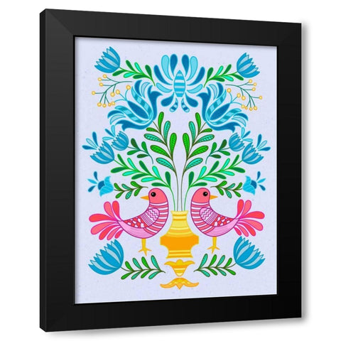 Folk Bird IV Black Modern Wood Framed Art Print with Double Matting by Moore, Regina