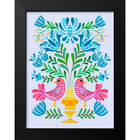 Folk Bird IV Black Modern Wood Framed Art Print by Moore, Regina