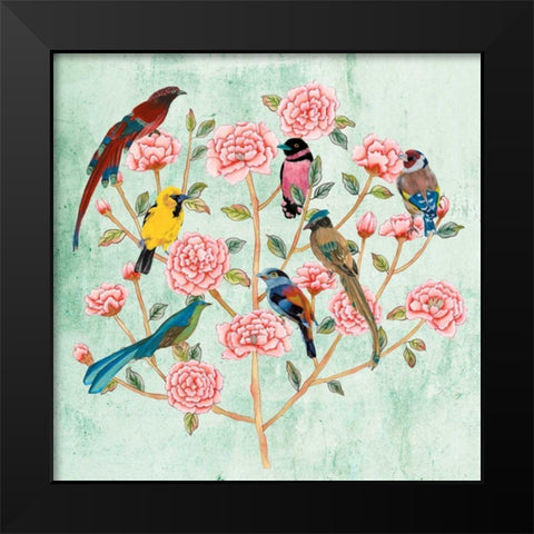 Minty Chinoiserie I Black Modern Wood Framed Art Print by Wang, Melissa