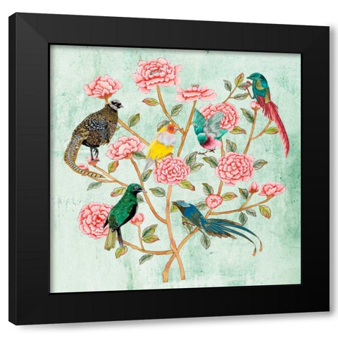 Minty Chinoiserie II Black Modern Wood Framed Art Print with Double Matting by Wang, Melissa