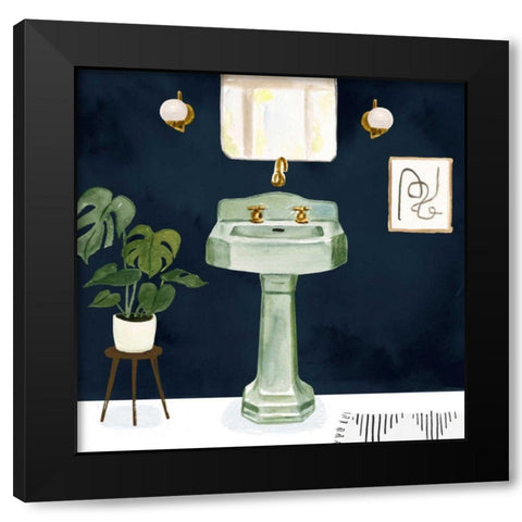 Boho Bath Sinks II Black Modern Wood Framed Art Print by Borges, Victoria