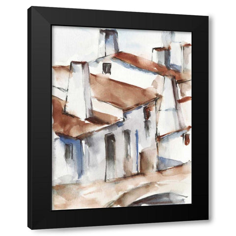 White Cottages I Black Modern Wood Framed Art Print with Double Matting by Harper, Ethan