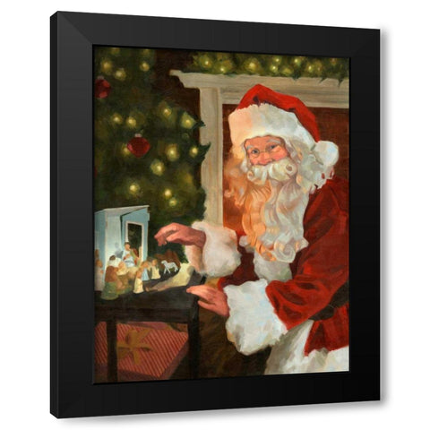 Saint Nick and the Nativity Black Modern Wood Framed Art Print by Green, Jacob