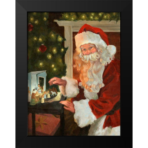 Saint Nick and the Nativity Black Modern Wood Framed Art Print by Green, Jacob