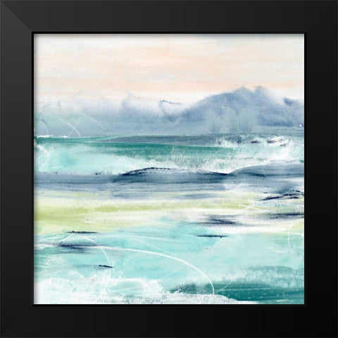 Beach Tides I Black Modern Wood Framed Art Print by Vess, June Erica