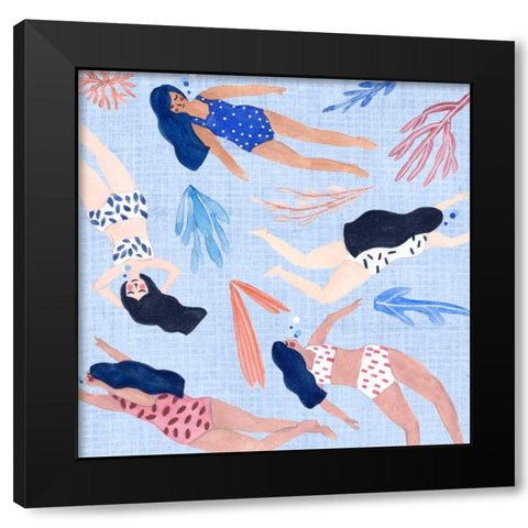 Gone Swimming III Black Modern Wood Framed Art Print by Wang, Melissa