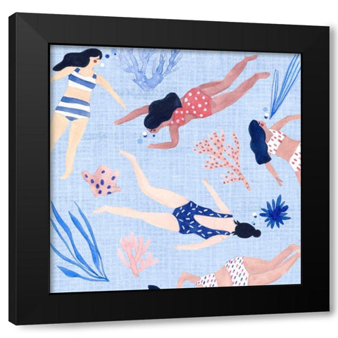 Gone Swimming IV Black Modern Wood Framed Art Print with Double Matting by Wang, Melissa