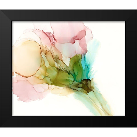 Pink and Turquoise Bloom II Black Modern Wood Framed Art Print by Goldberger, Jennifer