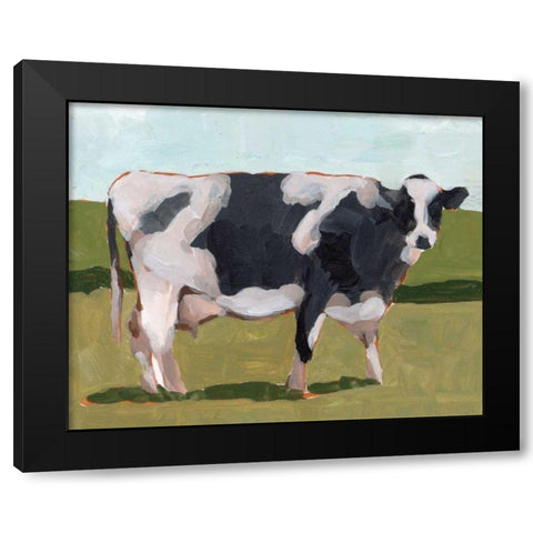 Cow Portrait I Black Modern Wood Framed Art Print with Double Matting by Wang, Melissa