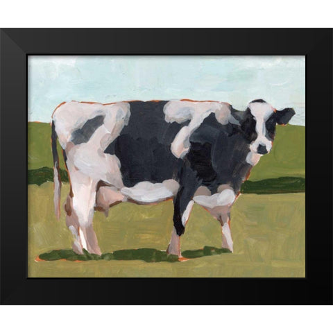 Cow Portrait I Black Modern Wood Framed Art Print by Wang, Melissa