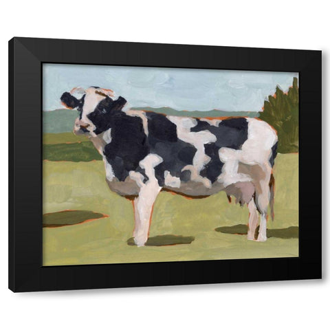 Cow Portrait II Black Modern Wood Framed Art Print with Double Matting by Wang, Melissa