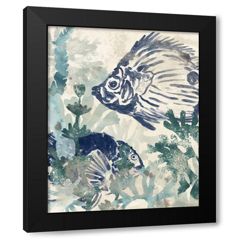 Seafloor Fresco I Black Modern Wood Framed Art Print by Vess, June Erica