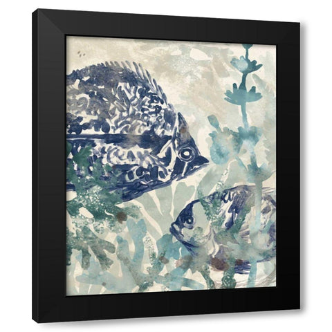 Seafloor Fresco II Black Modern Wood Framed Art Print by Vess, June Erica