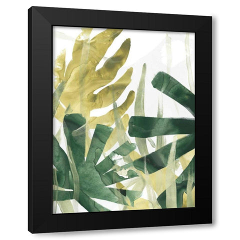 Palm Impression II Black Modern Wood Framed Art Print by Vess, June Erica