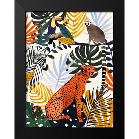 Jungle Jumble I Black Modern Wood Framed Art Print by Borges, Victoria