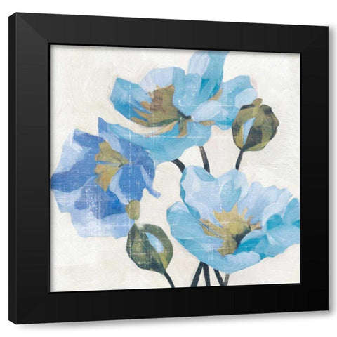 Azure Peony II Black Modern Wood Framed Art Print by Caroline, Emma
