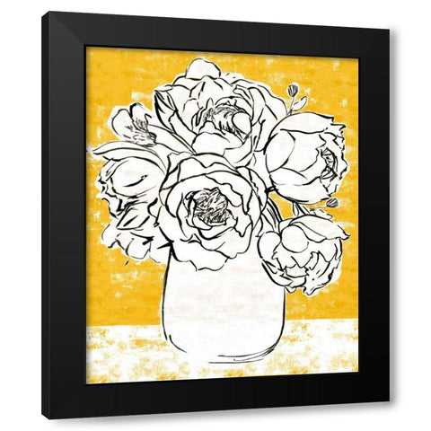Golden Peony I Black Modern Wood Framed Art Print by Warren, Annie