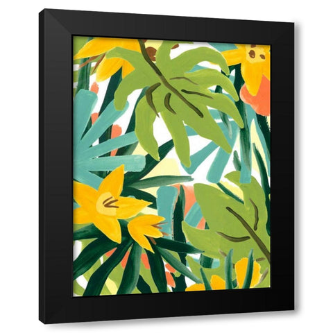 Palm Thatch II Black Modern Wood Framed Art Print with Double Matting by Vess, June Erica