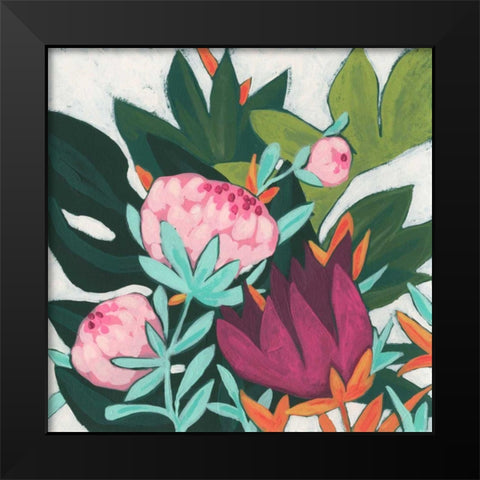 Jungle Jewel I Black Modern Wood Framed Art Print by Vess, June Erica