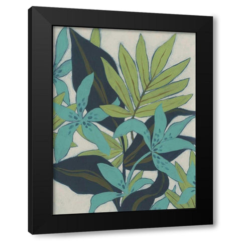 Jungle Blues I Black Modern Wood Framed Art Print with Double Matting by Vess, June Erica