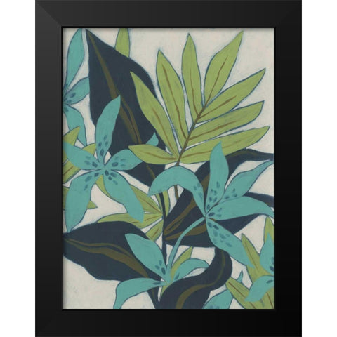 Jungle Blues I Black Modern Wood Framed Art Print by Vess, June Erica