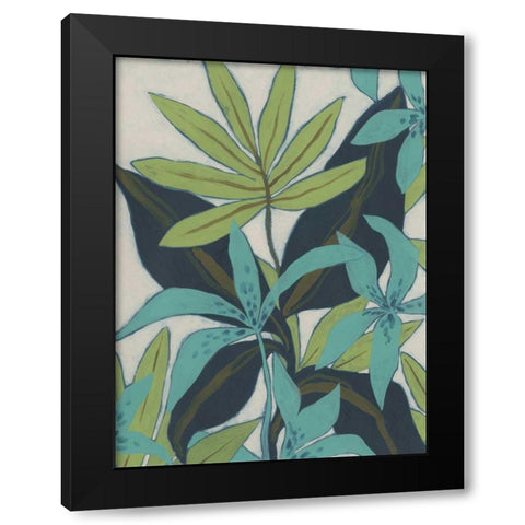 Jungle Blues II Black Modern Wood Framed Art Print with Double Matting by Vess, June Erica