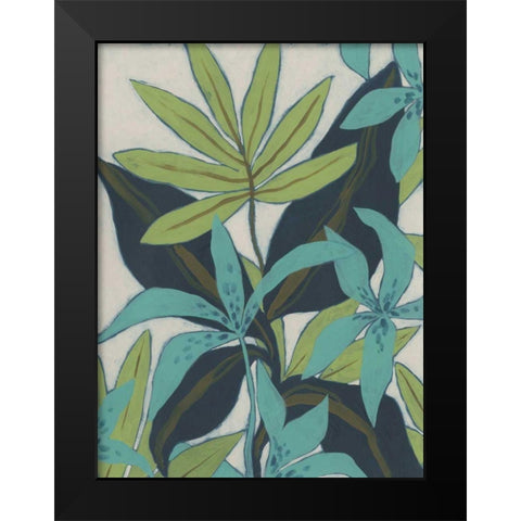 Jungle Blues II Black Modern Wood Framed Art Print by Vess, June Erica