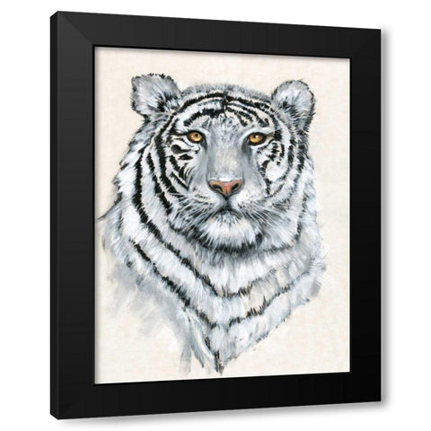 White Tiger II Black Modern Wood Framed Art Print with Double Matting by OToole, Tim