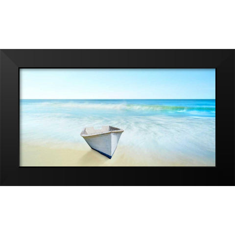 Boat on a Beach IV Black Modern Wood Framed Art Print by McLoughlin, James