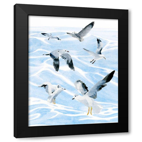 Seagull Soiree I Black Modern Wood Framed Art Print with Double Matting by Warren, Annie