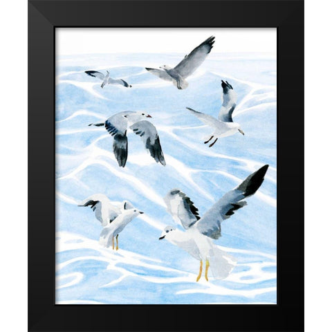 Seagull Soiree I Black Modern Wood Framed Art Print by Warren, Annie
