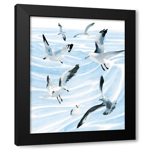 Seagull Soiree II Black Modern Wood Framed Art Print with Double Matting by Warren, Annie