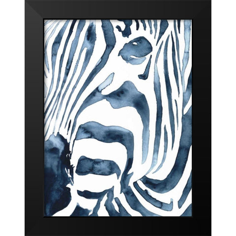 Indigo Zebra II Black Modern Wood Framed Art Print by Borges, Victoria