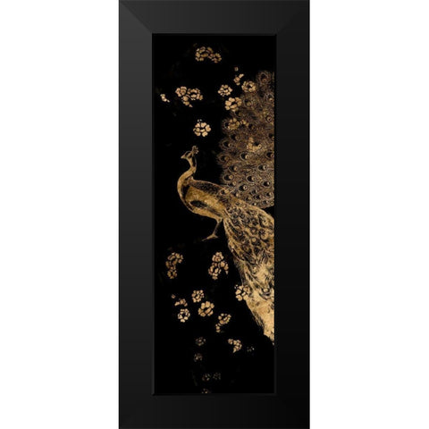 Gilded Peacock Triptych I Black Modern Wood Framed Art Print by Goldberger, Jennifer