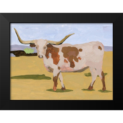 Longhorn Cattle I Black Modern Wood Framed Art Print by Wang, Melissa