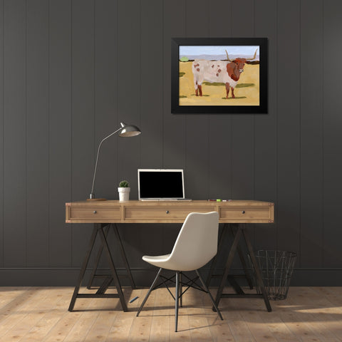 Longhorn Cattle II Black Modern Wood Framed Art Print by Wang, Melissa