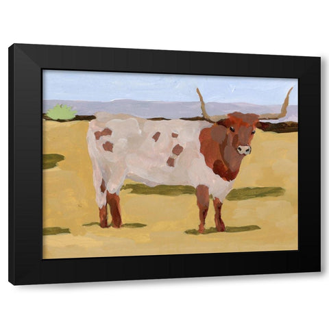 Longhorn Cattle II Black Modern Wood Framed Art Print with Double Matting by Wang, Melissa