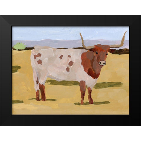 Longhorn Cattle II Black Modern Wood Framed Art Print by Wang, Melissa