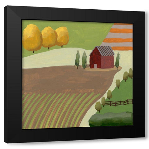 The Hill Village I Black Modern Wood Framed Art Print with Double Matting by Wang, Melissa