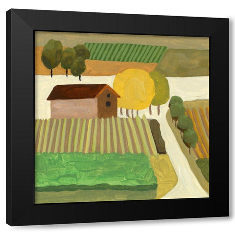The Hill Village II Black Modern Wood Framed Art Print with Double Matting by Wang, Melissa