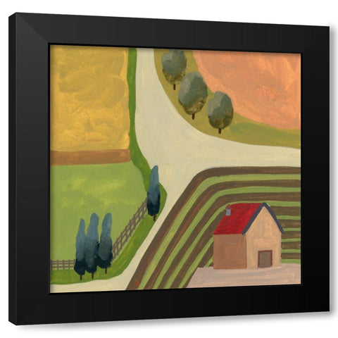 The Hill Village IV Black Modern Wood Framed Art Print with Double Matting by Wang, Melissa