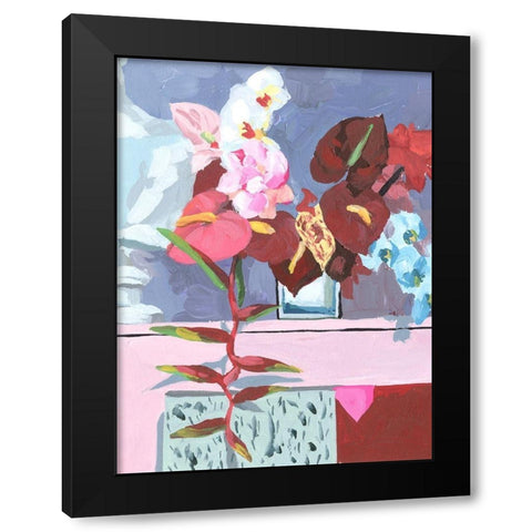 Flame Bouquet I Black Modern Wood Framed Art Print with Double Matting by Wang, Melissa